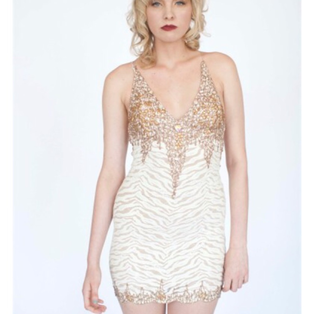 Baccio couture evening dress white and gold, new!